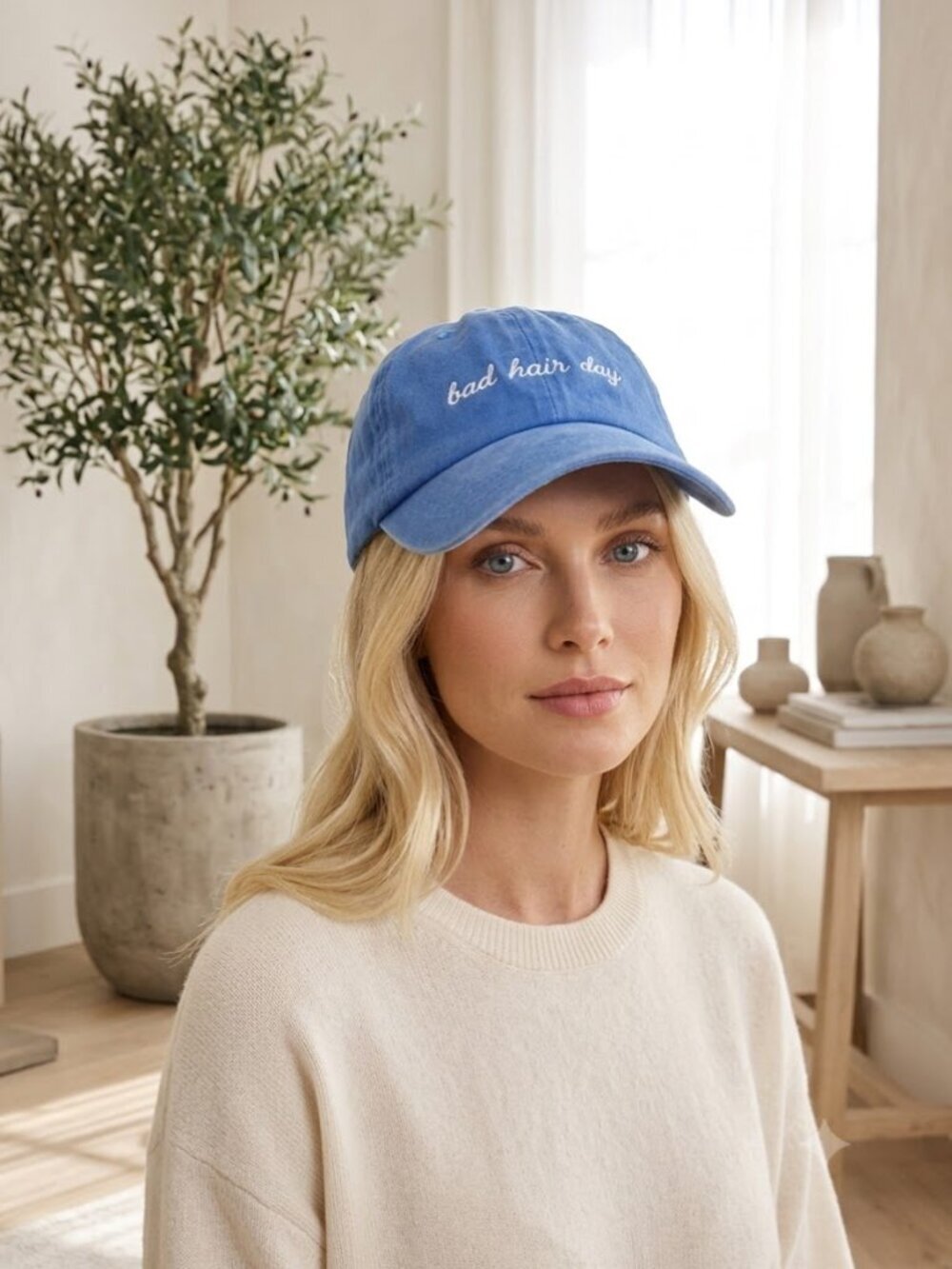 David & Young Blue "Bad Hair Day" Embroidered Dad Hat Baseball Cap OS